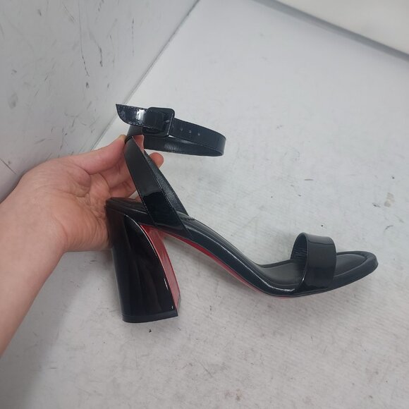 CHRISTIAN LOUBOUTIN Miss Sabina Black Ankle Strap Block Heel Sandal - Picture 3 of 11